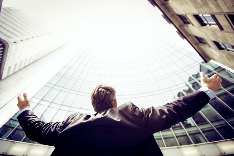 Businessman overlooking city - scalability with Microsoft Azure